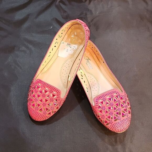 BRAND NEW FOREVER WIDE WITHD  COMFORTABLE BALLERINA RHINESTONE LASER CUT LOAFER - Picture 14 of 16